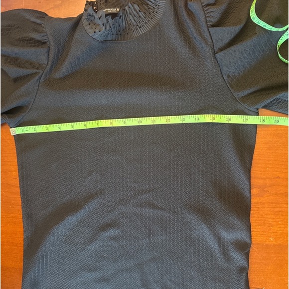 Zara shirt Medium black puff sleeve lace high mock neck whimsigoth Victorian - Picture 8 of 10